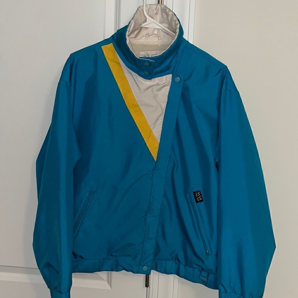 Vintage women’s Blue Diagonal Zipper ladies 1980s Gore-Tex Skyr Ski Jacket 10